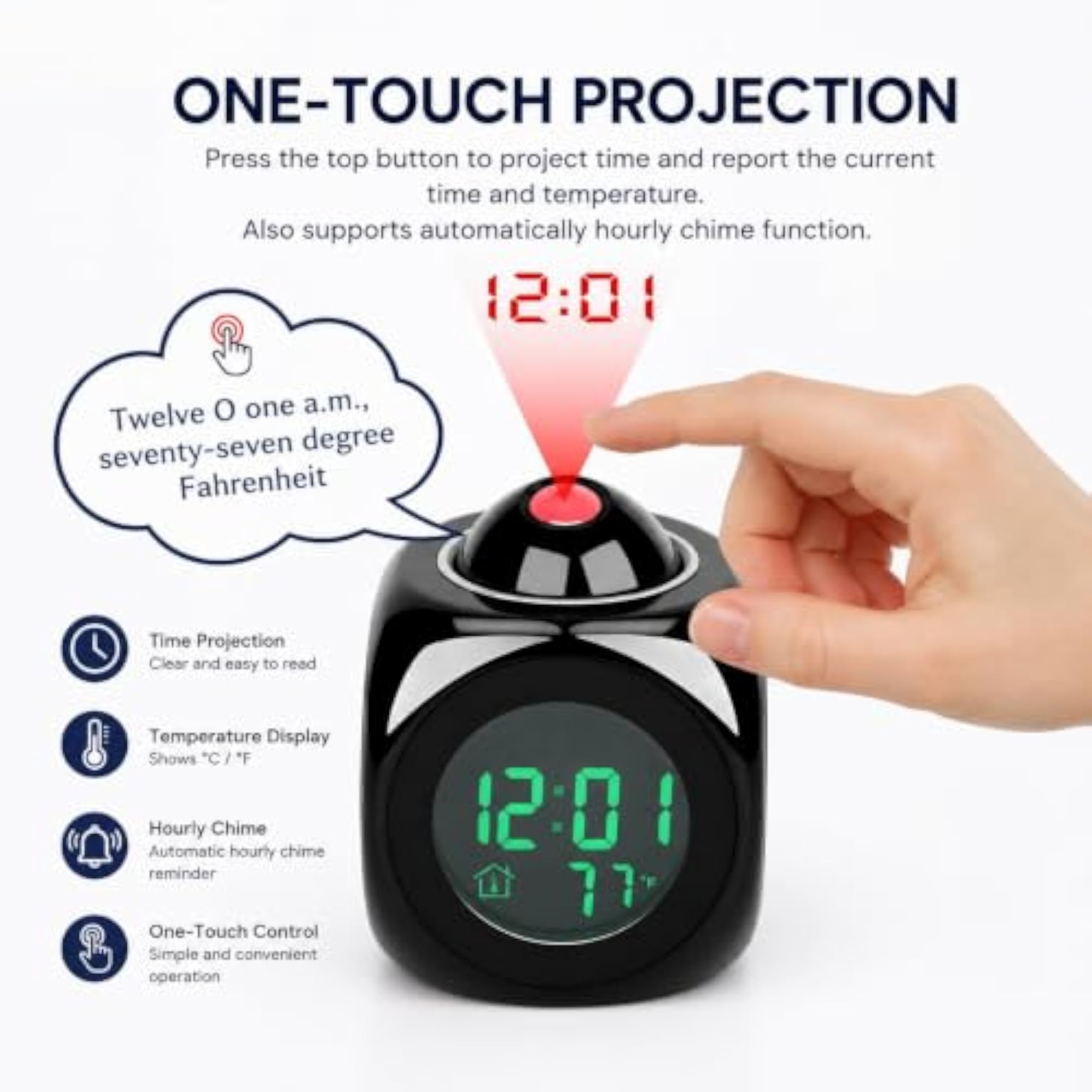 Digital LCD Projection Alarm Clock with Voice Control