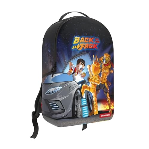 Sprayground Bag To The Future Anime DLXR Backpack, OS, Multicolor, Unisex, 100% Recycled Polyester, Multiple Compartments, Streetwear Design