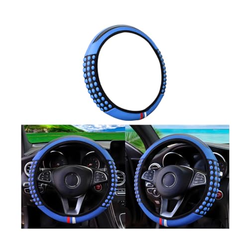 Bittwee Elastic Car Steering Wheel Cover, 14.5-15Inch Stretch Breathable Vehicle Steering Wheel Protector Wrap, Comfortable Auto Accessories Universal for Vehicles, Trucks, RVs and More?Blue?