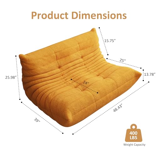 Image of Modular Sectional Sofa Couches L-Shape Couch 3 Seat Modular Sofa Memory Foam Sectional Couches for Living Room, (Yellow, Loveseat)