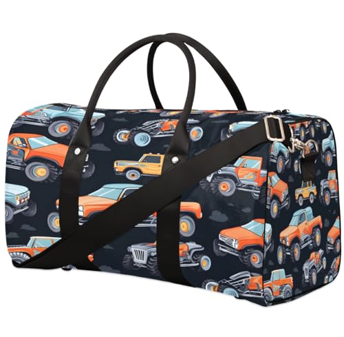 TropicalLife Cartoon Engineering Cars Travel Duffle Bag for Women Men Sports Gym Bag Waterproof Carry on Overnight Weekender Bag