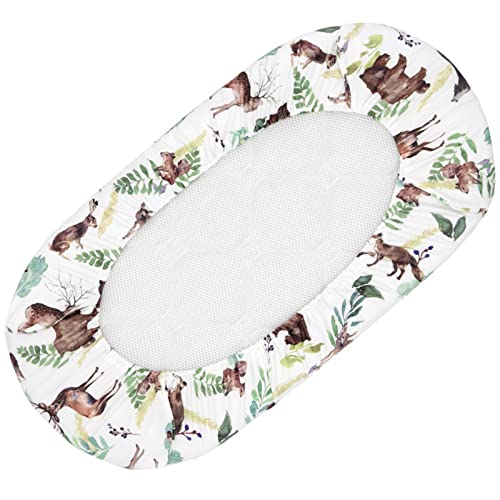 Apone Fatu Moses Basket Baby Sheet Bassinet Set 2 Pack Sheet Cradle Fit For Halo Bassinet Swivel Sleeper Fitted Hourglass Bassinet Mattress Sheet (Animals, 16.5" X 32") #TOP5