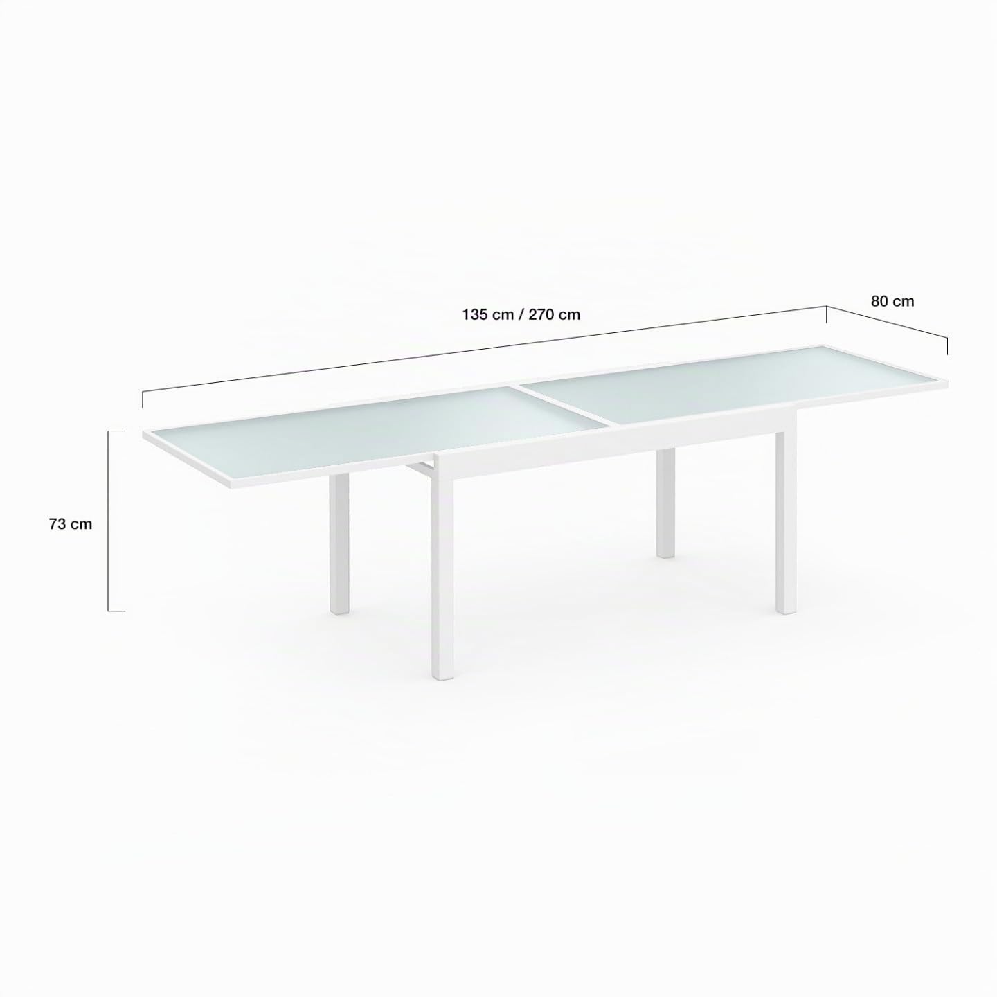 IDMarket - Salón de Jardín Madrid Mesa Extensible 135-270 CM y 12 Sillas Apilables Blanco y Beige