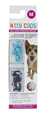 AMAZON - Kitty Caps Nail Caps for Cats | Safe, Stylish & Humane Alternative to Declawing | Stops Snags and Scratches, Medium (9-13 lbs), Black with Gray Tips & Baby Blue