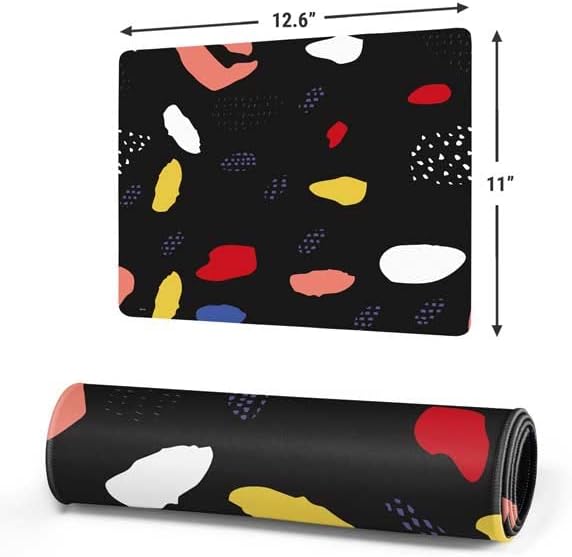 Skinit Small Gaming Mouse Pad - Dark Color Pop Design with Stitched Edges, Waterproof, Non-Slip Rubber Base, Desk Mat for Keyboard & Mouse, 12.6" x 11" inches