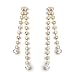 Gold Crystal Rhinestone 2 Strands Rows Dangle Earrings