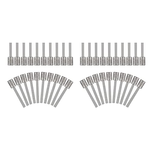 Rdjumpdjo Broca de Diamante de 20 Piezas, Cabeza de Brocas Diamante, Vástago de 1/8, Cabeza Cilíndrica de 8 mm, Diamante para la Mayoría de Las Amoladoras de Brocas de Herramientas Rotativas