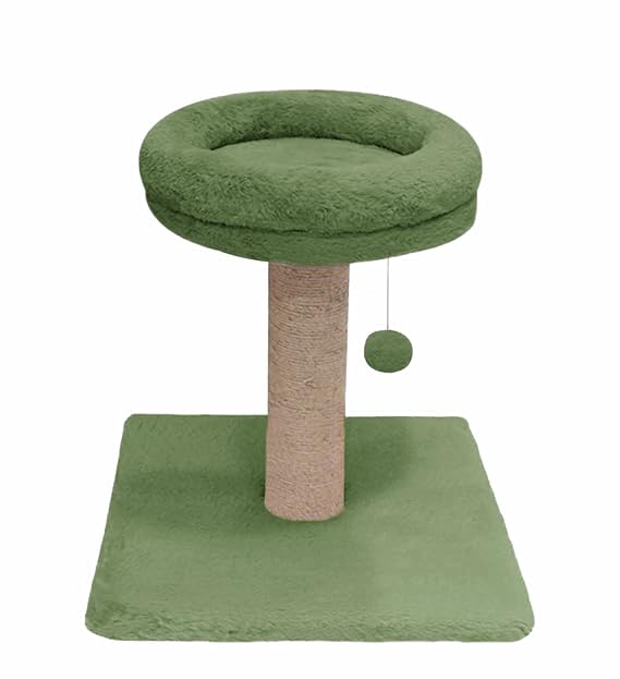 Image of Fur Activity Cat Tree Scratching Post with Natural Sisal Tower for Kittens and Cat (Green - BLOSTER-TOP)