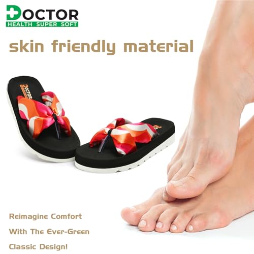 Image of DOCTOR HEALTH SUPER SOFT Women Stylish Bow Platform Slippers | Soft Cushioned Casual Flip Flops | Lightweight Comfortable Everyday Wear Sandals for Indoor Outdoor Use