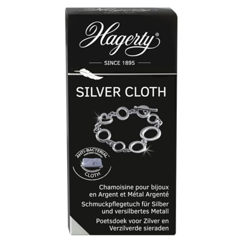 Hagerty Silver Cloth Schmuck Reinigungstuch 36x30cm I imprägniertes Tuch aus Baumwolle I effektives Silberputztuch mit Anlaufschutz zur Reinigung von Silberschmuck und Versilbertem