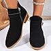 Ankle Boots for Women Low Heels Chunky Pointed Toe Boots Side Zipper Booties Dressy PU Leather Strap Boot Fashion Comfortbale Walking Boot Black