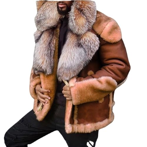 Men Shearling Fur Lined Bomber Jackets Big and Tall Faux Suede Leather Coats Outwear Vintage Winter Mens Jacket