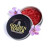 Saffron Threads by Golden Tower - Pure and Geniune all Red Saffron strands - 0.07 Ounces - Premium Grade Saffron Ideal for Paella, Chicken, Curry, Tea and many more dishes (2 Grams)