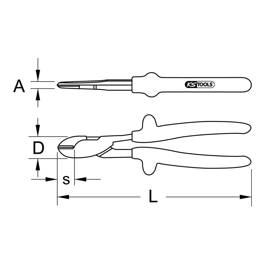KS Tools 117.1234 Alicates de fuerza, corte diagonal 1000V, 200 mm