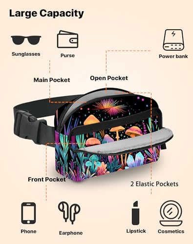 Image of Mushroom Fanny Pack for Women Belt Bag Fashion Everywhere Waist Pouch Lightweight Crossbody Bags with Adjustable Strap