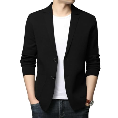 Suéter de punto para hombre casual de entretiempo cuello redondo color sólido