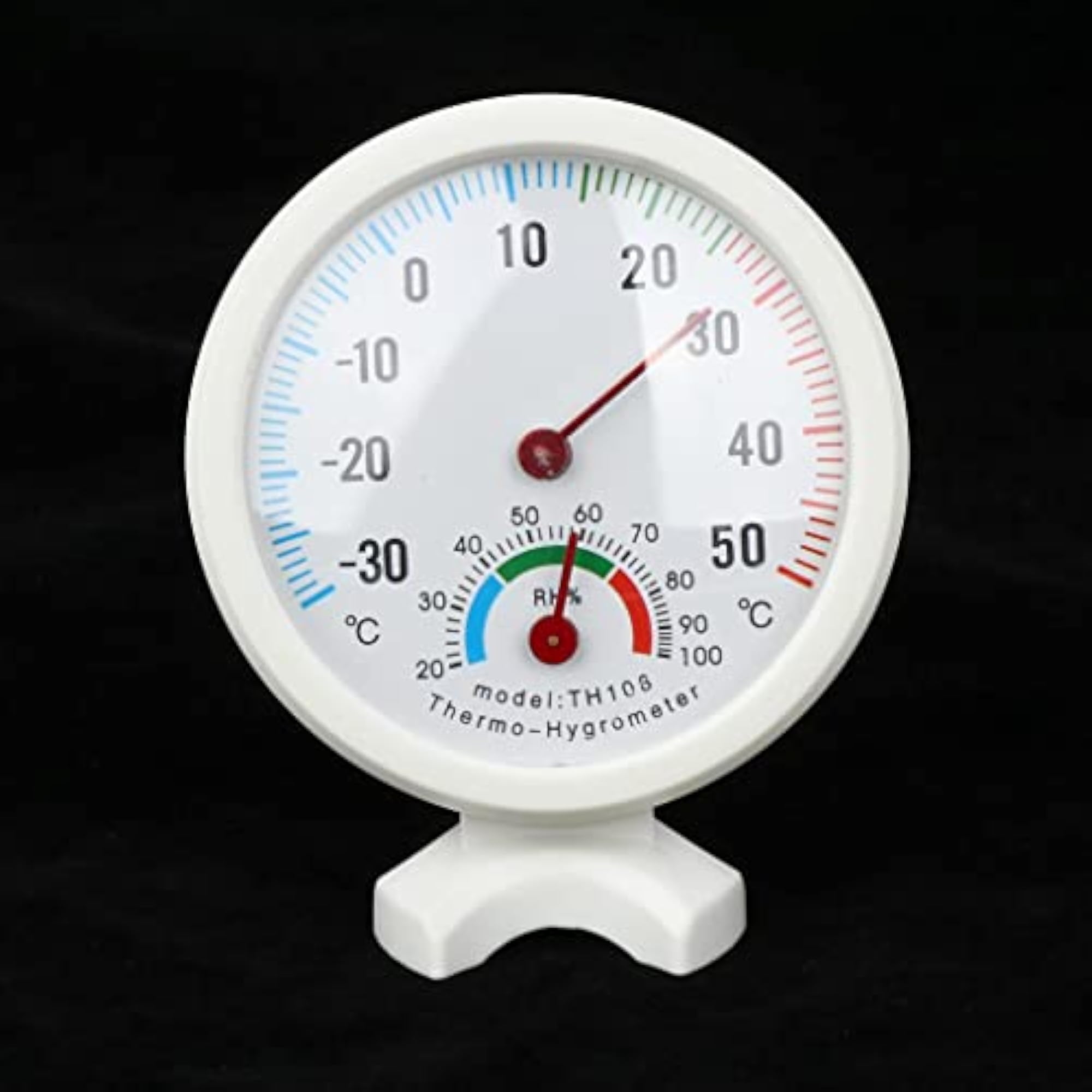 Analog Temperature & Humidity Meter, Round Clock Shape