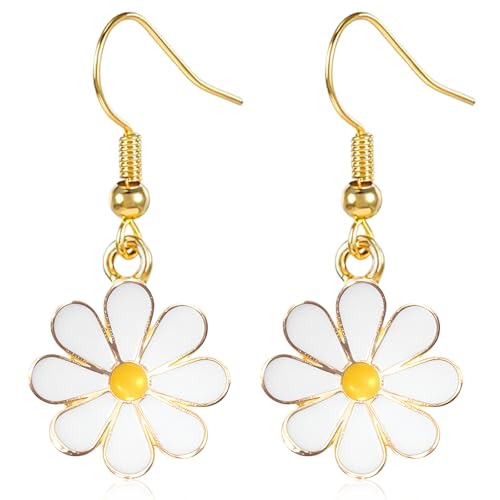 YEWANG Daisy Earrings, Dangle Daisy Earrings for Women, Small Cute Flower Earrings Jewelry Gifts for Family Friends Wife