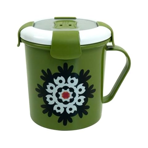 French Bull 23 oz Soup Mug With Handle and Vented Lid Food Storage-Cool Grip Leak Proof Dishwasher and Microwave Safe Lunch Travel Airtight Cover