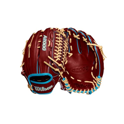 Wilson Winter 2024 A2000 D33 11.75' Baseball Pitcher's Glove - Brick/Tropical Blue-X/Blonde, Left Hand Throw