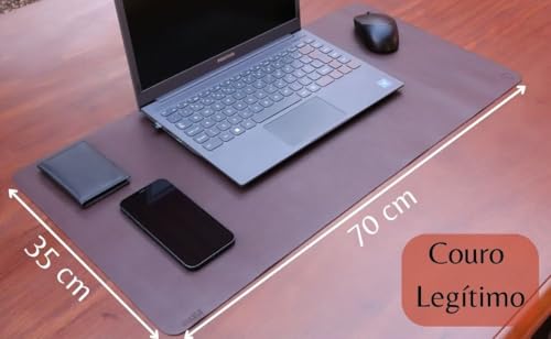 Desk Pad Mouse Pad Grande Tapete Mesa Gamer Desk Mat Couro Legítimo (Marrom)