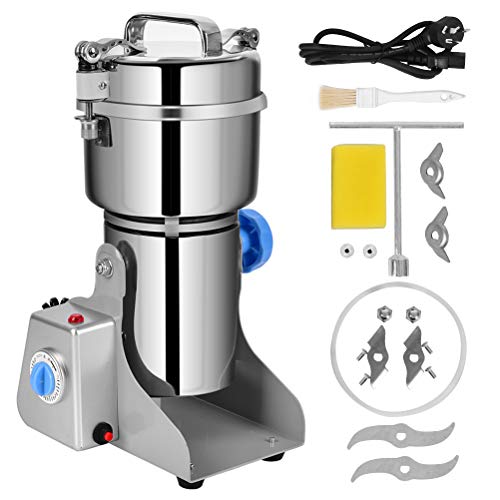 WWahuayuan 800g Electric Grain Grinder Mill Powder LCD Digital Stainless Steel Ultra Grinder Machine Commercial Cereals Grain Mill for Kitchen Herb Spice Pepper Coffee Corn(800g)