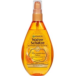 Garnier Wahre Schätze Haar-Öl Haarkuur voor intensieve haarverzorging (met argaanolie en cameliaolie – voor droog haar) 1 x 150 ml