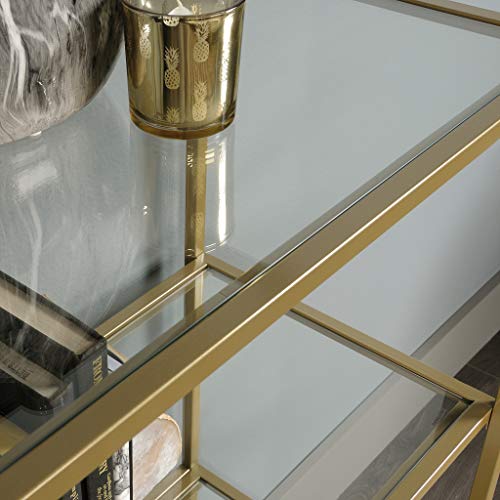 Sauder 421434 International Lux Bookcase, L: 30.0" X W: 14.49" X H: 70.87", Satin Gold Finish #TOP7