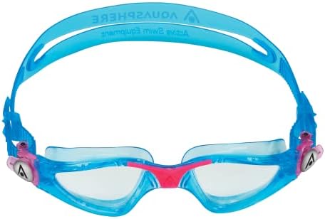 Aqua Sphere Kayenne Jr Kids Swim Goggles - Junior Oversized Anti-Scratch Lens Design, Comfortable Allergenic Leak Free Fit | Unisex Children, Clear Lens, Aqua/Pink Frame
