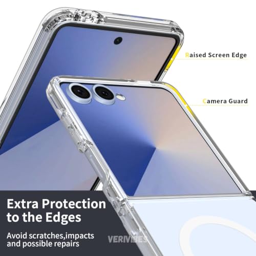 Image of Ultra Hybrid Clear Case Compatible with Samsung Galaxy Z Flip 7 | Magnetic Wireless Charging | 360 Hinge Protection | Anti-Yellow 3 Layer Shockproof Drop Protection Cover - Transparent