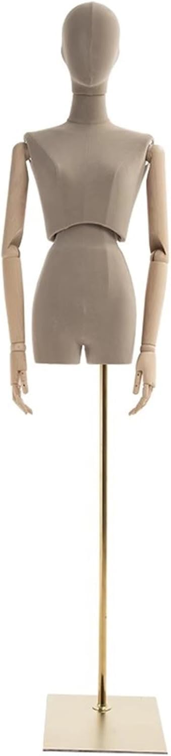 CONGRUI Female Mannequin Showcase Store Clothing Display Rack Adjustable Head and Arm Metal Base(Brown)