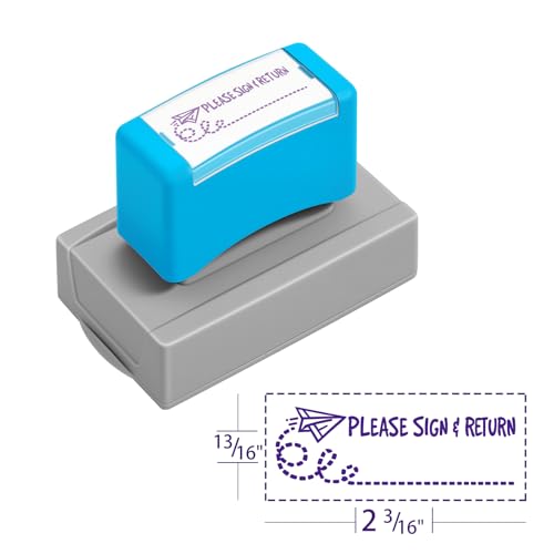 Please Sign and Return Stamp - Self Inking Teacher Stamp for Classroom, Homeschool Grading Tool, Purple Ink - Professional Parent Communication, Teacher Supplies for Elementary Middle School