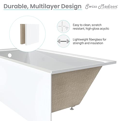 Image of Swiss Madison Well Made Forever SM-AB580, Virage 60 inch x 30 inch Left-Hand Drain Alcove Bathtub with Apron , White