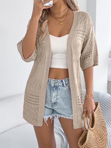 QegarTop Crochet Cardigan Sweaters for Women 2025 Trendy Summer Cover Ups Lightweight Soft Beach Kimonos Vacation Outfits4