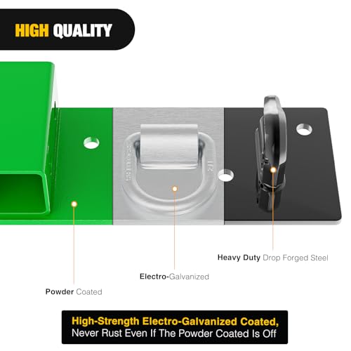 Image of Nilight 3 /8 inch Tractor Bucket Grab Hooks with 1 /2 inch Tie Down Ring and 2 inch Receiver Grade 70 Forged Steel Bolt-On for John Deere Compact Tractor Bucket RV UTV Truck Max 4700LBS, Green