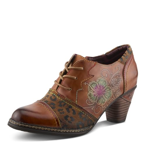 Spring Step L'Artiste Hunteera Oxford Heels | Baroque-Inspired Leather Lace-Up Shoes with Leopard Print Accents Camel Multi EU 41 / US 9.5-10 by Spring Step L'Artiste - Used condition - Image 3