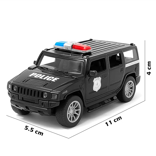 Image of VGRASSP 1:32 Scale Mini Die Cast SUV Police Car Toy for Kids with Pull Back Action - Off-Road Scale Model with Rubber Tires, Realistic Design Openable Doors - Color As Per Stock