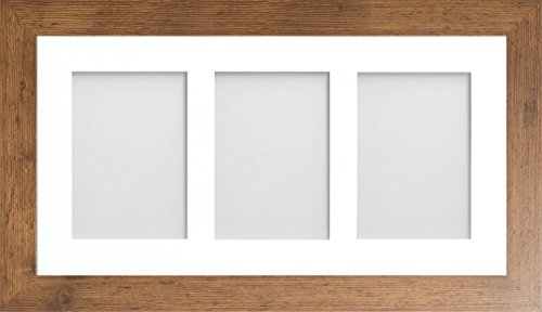Frame Company Watson Rustic Multi-Aperture Photo Frame with Mount, 20x10 for 7x5(x3 portrait) * Choice of Frame Colour and Mount Design* NEW