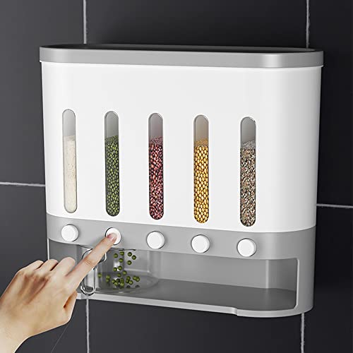Wall Mounted Sprinkles Dry Food Dispenser, 10L Storage Dispenser, Free Control Of Rice Beans Laundry Scent Beads Output, Dry Food Fruit Storage Box For Home & Kitchen | With Screw (15 X 12.8 X 5.7In) #TOP23