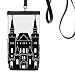 Russia Natural Museum Outline Pattern Phone Wallet Purse Hanging Mobile Pouch Black Pocket