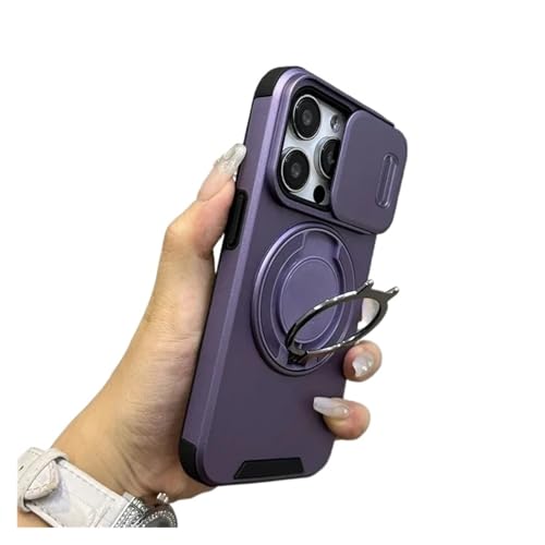 Étui magnétique iPhone 13 Pro Max avec protège-caméra coulissant violet