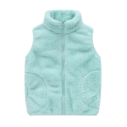 Baby Boys Girls Fleece Vest Jacket Toddler Kids Fuzzy Vest Coat Zip Up Sherpa Winter Warm Waistcoat with Pockets