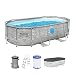 Bestway 56714-7 Set piscina fuori terra ovale Steel Pro MAX Splashview - 4,27 m x 2,50 m x 1,00 m, grigio effetto pietra
