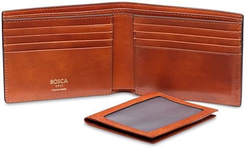 Bosca ITALIA, Credit Card Men's Leather Wallet with I.D. Passcase Made In Italy, Dolce Leather Collection Amber 5