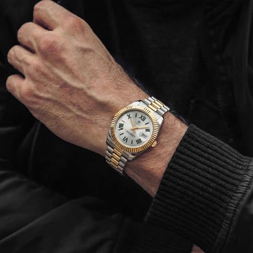 Image of Carlton London Charles Men Analog Watch, Round Dial, Stainless Steel Strap, Quartz Movement, 40 mm Case, Premium Thick Design, 30M Water Resistant, Formal Casual Wear