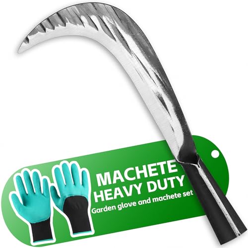 ZOOM.LZ Sickle Machete Yard Tool Set, Sickle Garden Tool with 9 inch High Carbon Steel Blade, Heavy Duty Machetes for Cutting Trees and Yard Work, Gardening, Landscaping,Farming,Harvest Knife