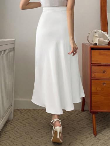 Women's Flowy Trendy Skirt Elegant Solid High Waist Skirt4