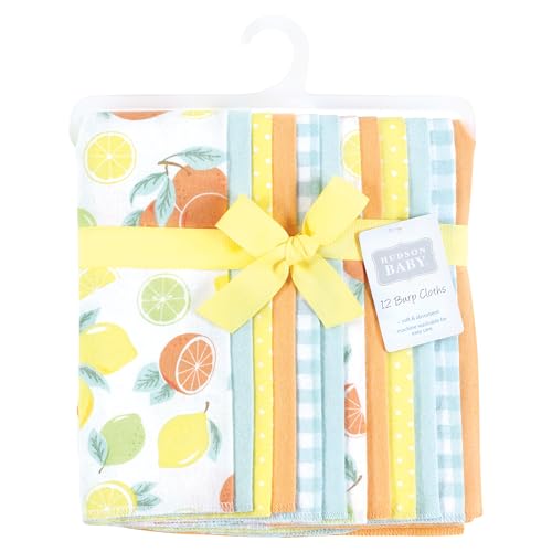 Image of Hudson Baby Unisex Baby Flannel Burp Cloth 12pk, Citrus Mint, One Size