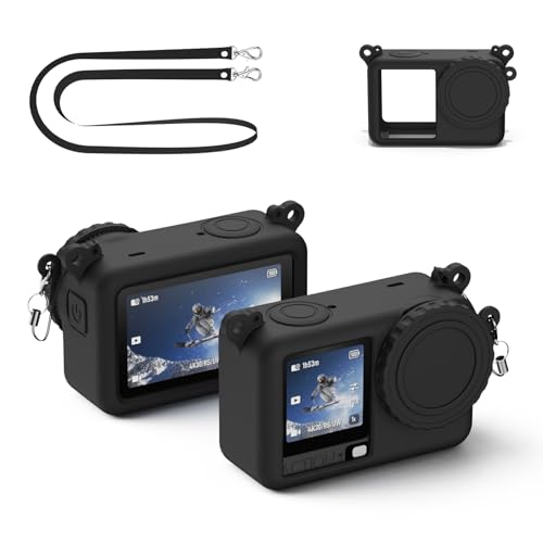 For DJI Osmo Action 6 ���d�^������ ��p �V���R���ی�P�[�X �S�ʕی� �ϏՌ� �h�o �L�Y�h�~ �E�ʐ��m �ȒP���O�� �Z?�����k?�t�� (�u���b�N)