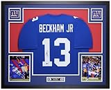 Odell Beckham Jr Autographed Blue New York Jersey - Beautifully Matted and Framed - Hand Signed and Certified Authentic by Beckett Authentication